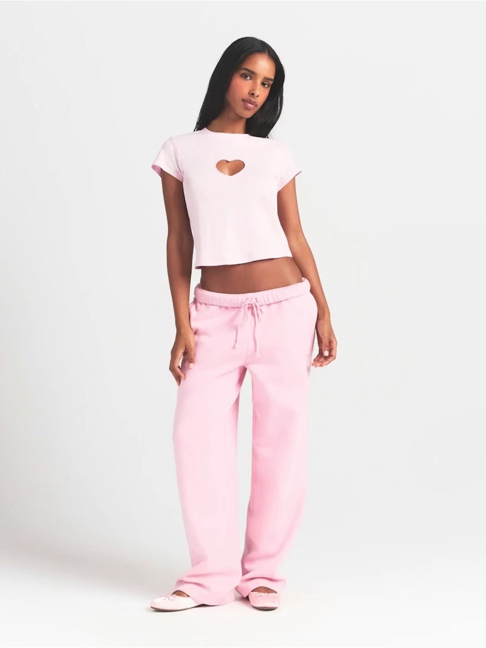 SKIMS Light Pink Short Sleeve Tee with Heart Cutout - Picture 2 of 7
